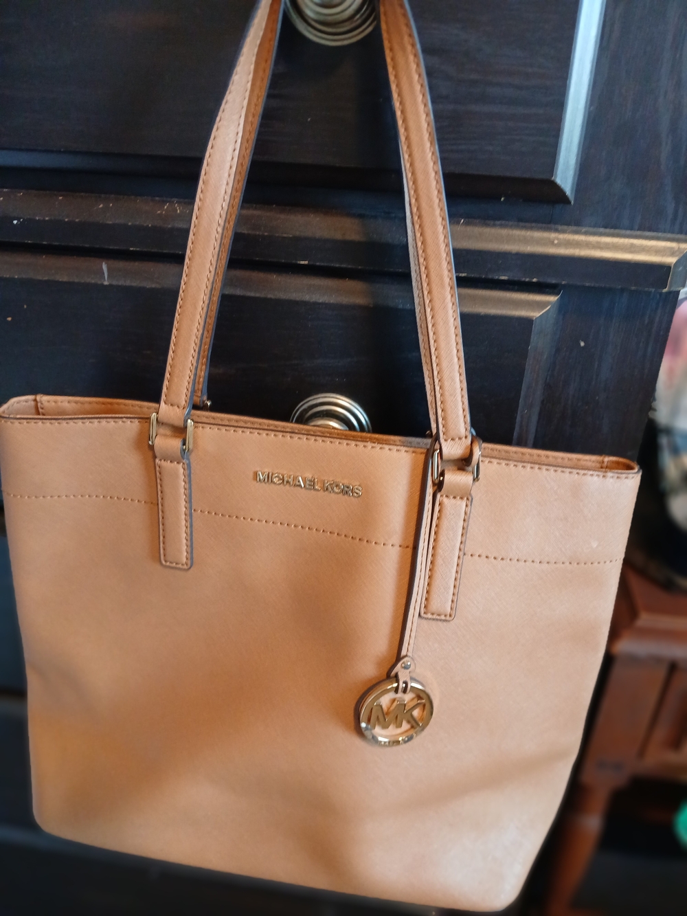 Michael Kors Tan Leather Tote with Gold Hardware